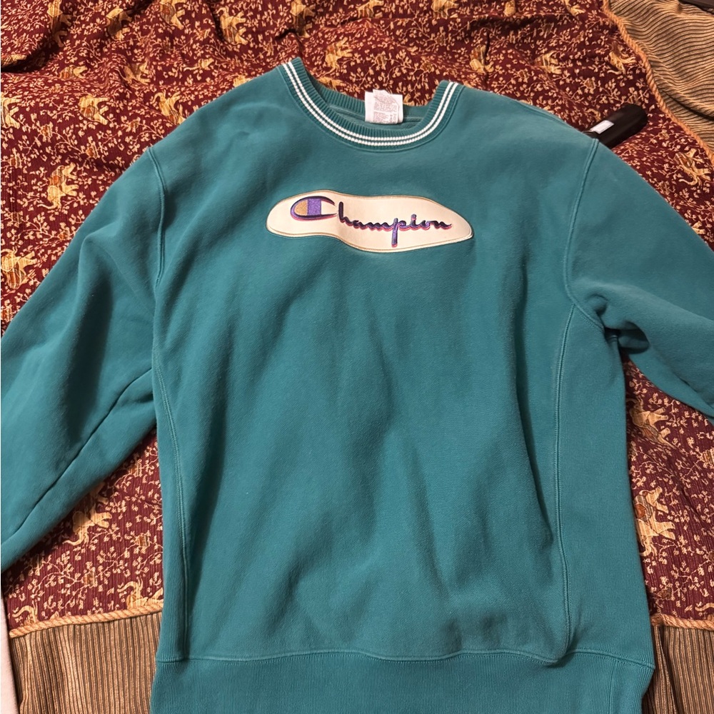 Champion Men's Crewneck Sweater in Teal
